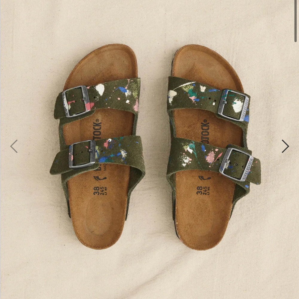 Birkenstock The Great Arizona - Suede - Thyme with Paint -  38